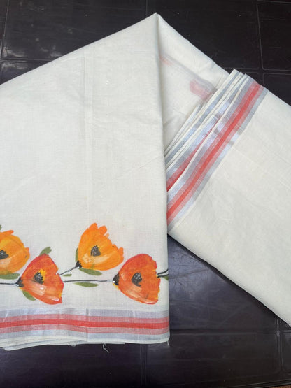 Handpainted Kerala Cotton Saree