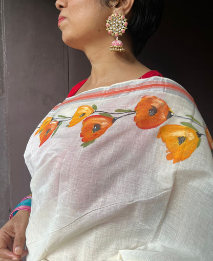 Handpainted Kerala Cotton Saree