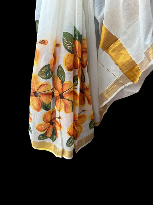 Handpainted Kerala Cotton Saree