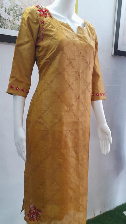 Stitched Salwar Set with Red Embroidery