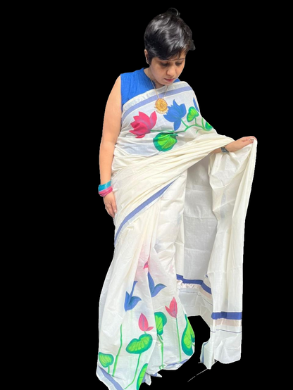 Handpainted Kerala Cotton Saree